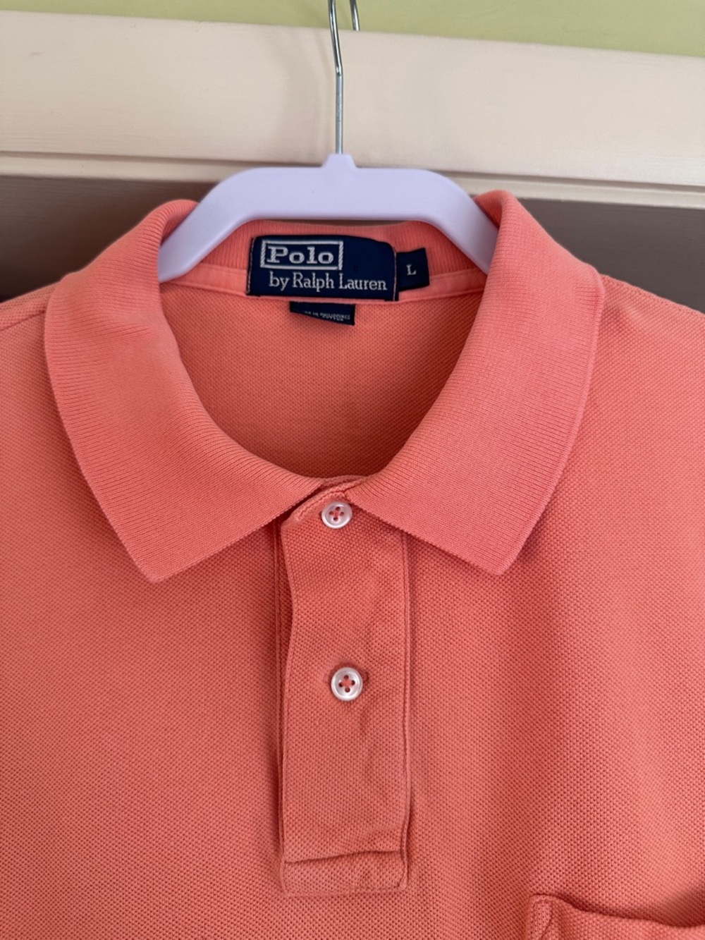 Vintage Polo Ralph Lauren Short Sleeve Polo Shirt Orange Men Large Chest Pocket - Picture 4 of 11